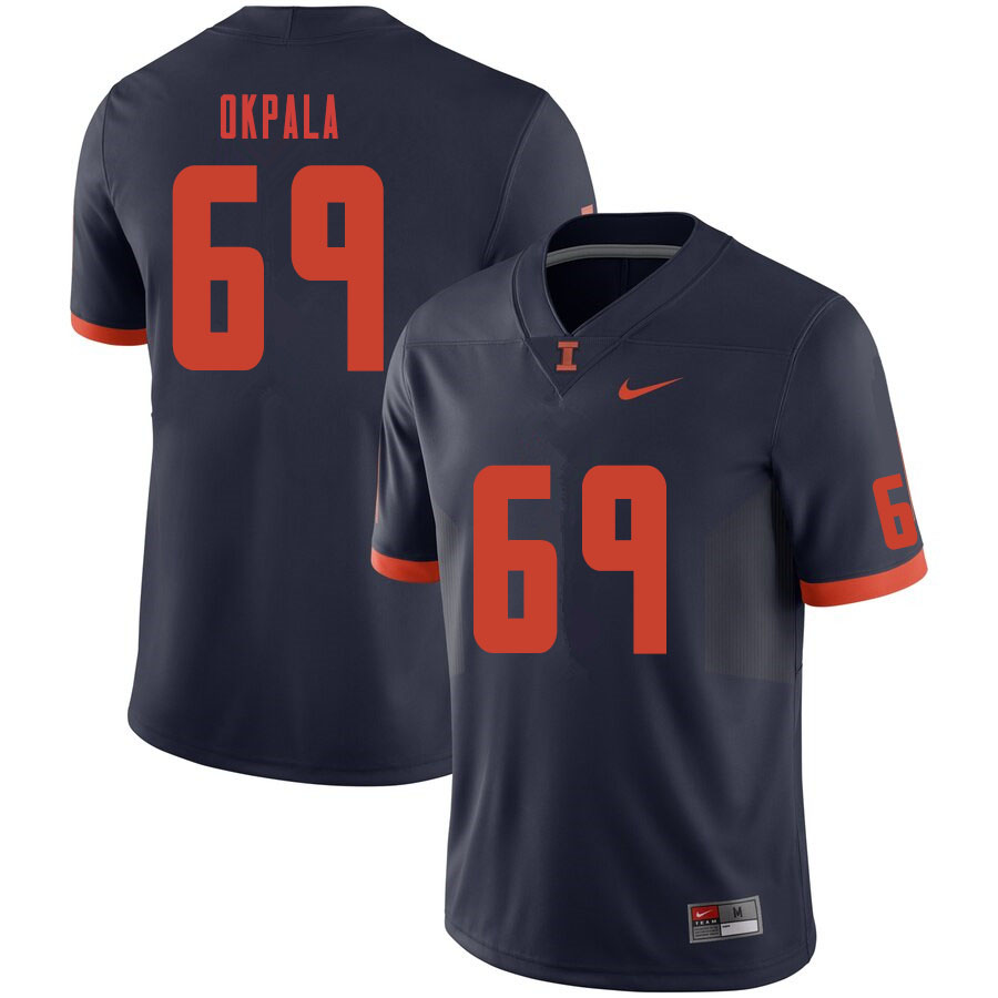 Men #69 Moses Okpala Illinois Fighting Illini College Football Jerseys Sale-Navy